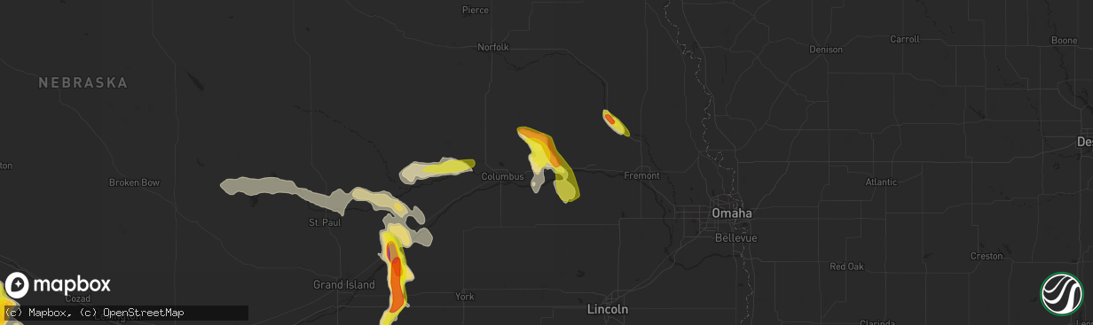 Hail map in Schuyler, NE on June 4, 2022