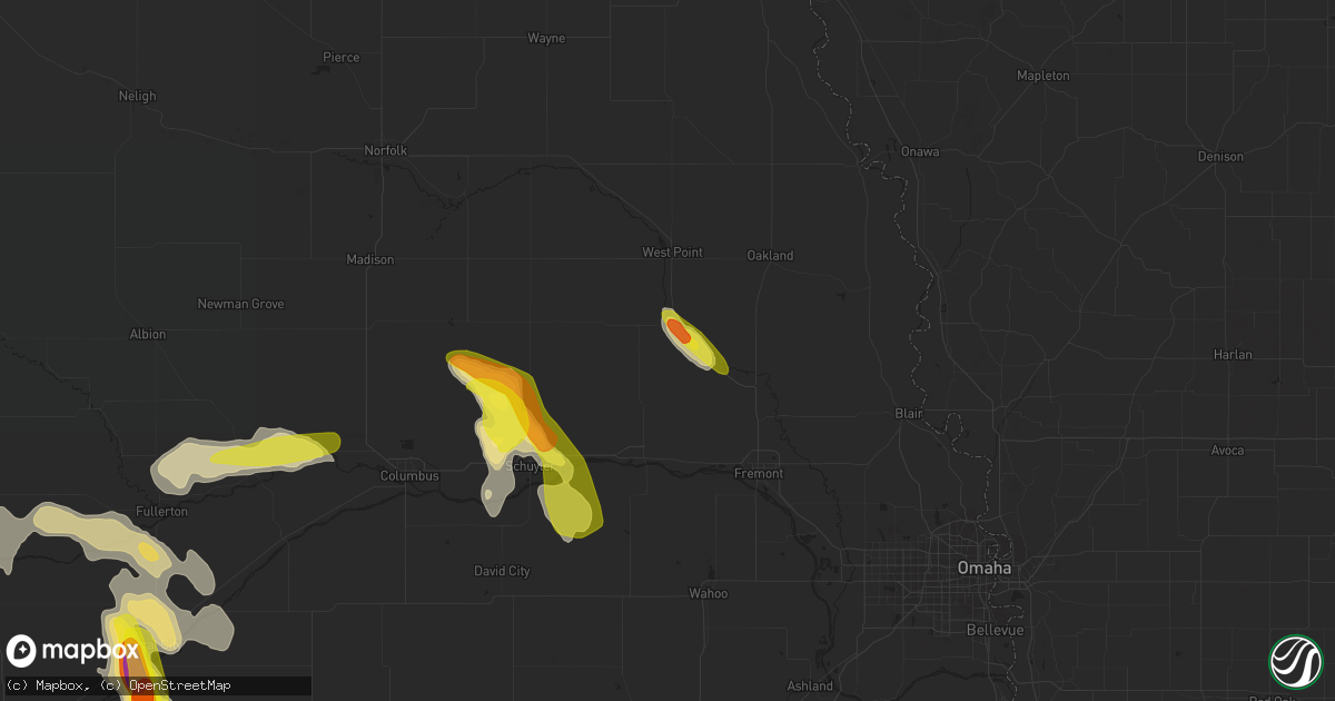 Hail map in Scribner, NE on June 4, 2022