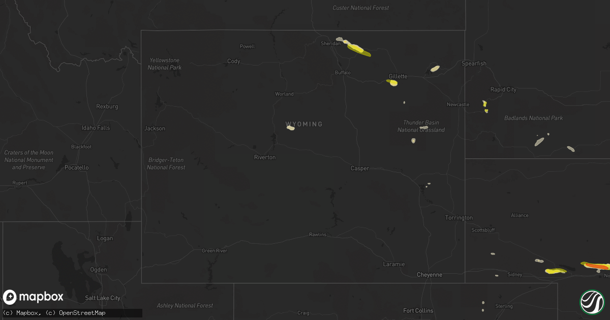 Hail map in Wyoming on June 4, 2022