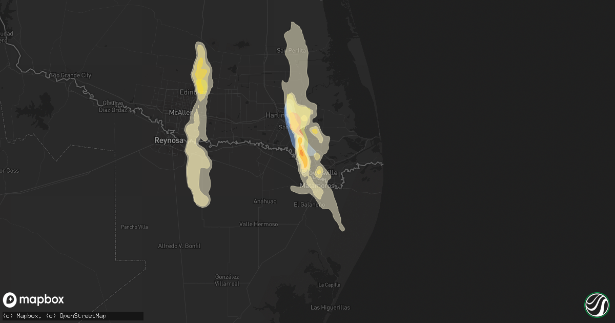 Hail map in Brownsville, TX on June 4, 2023