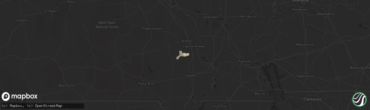 Hail map in Chaffee, MO on June 4, 2023