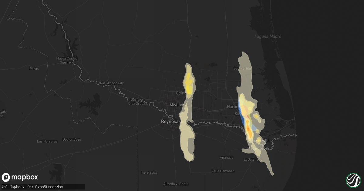 Hail map in Edinburg, TX on June 4, 2023