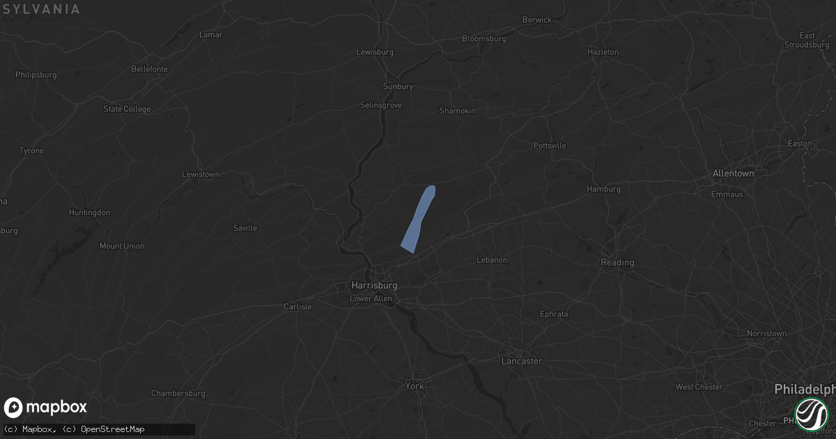 Hail map in Halifax, PA on June 4, 2023