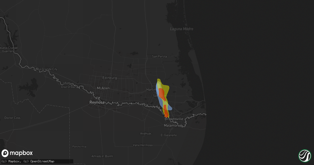 Hail map in Harlingen, TX on June 4, 2023