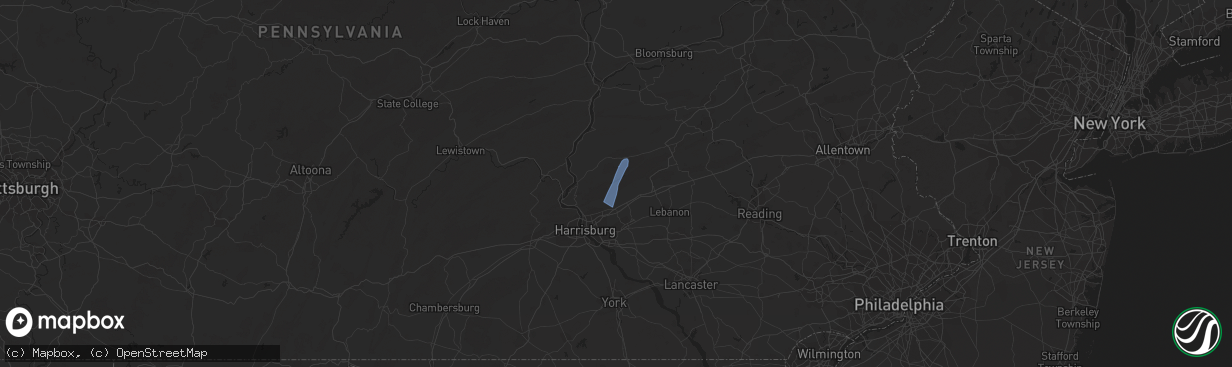Hail map in Harrisburg, PA on June 4, 2023