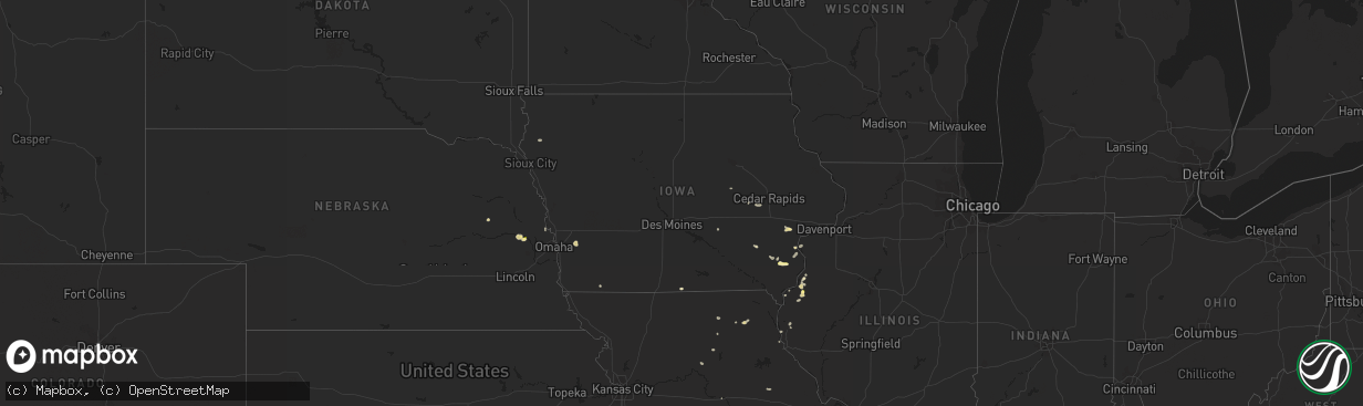 Hail map in Iowa on June 4, 2023