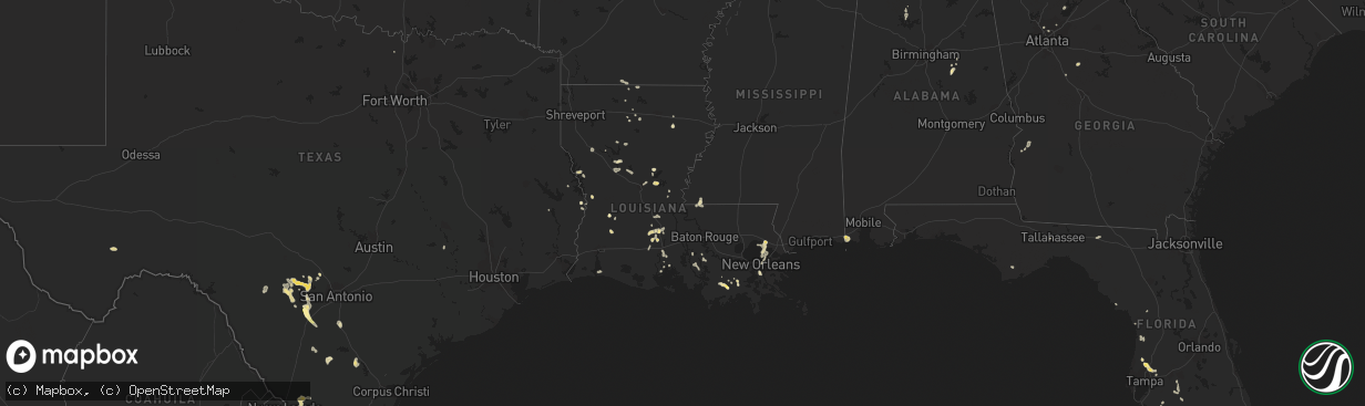 Hail map in Louisiana on June 4, 2023