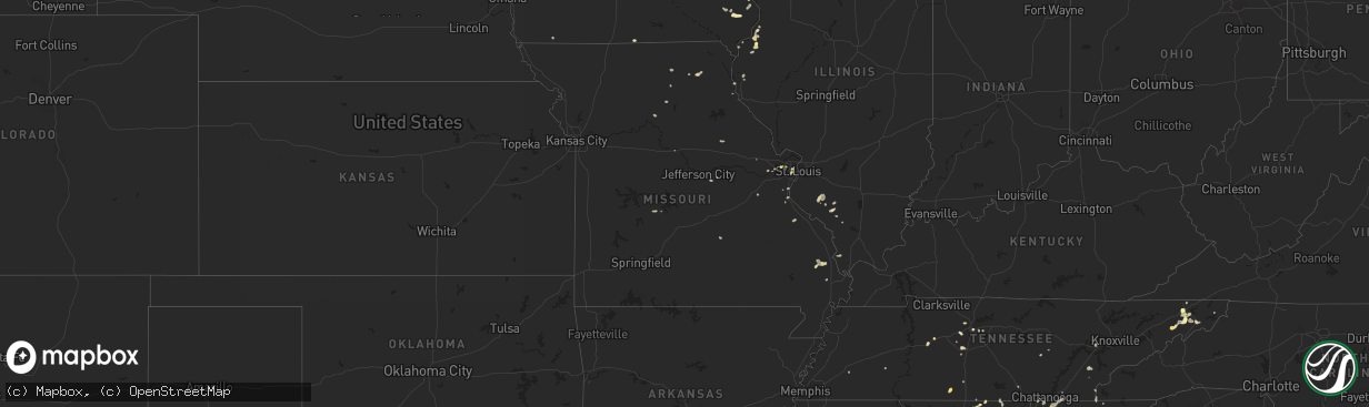 Hail map in Missouri on June 4, 2023