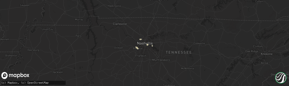 Hail map in Nashville, TN on June 4, 2023