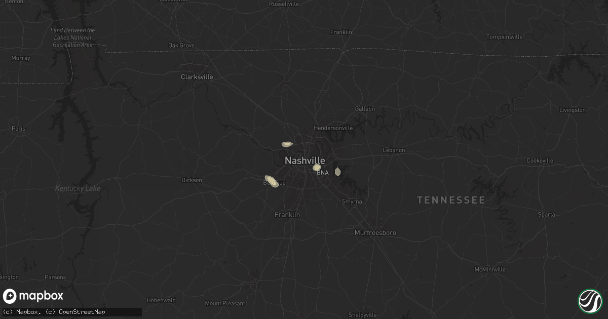 Hail map in Nashville, TN on June 4, 2023