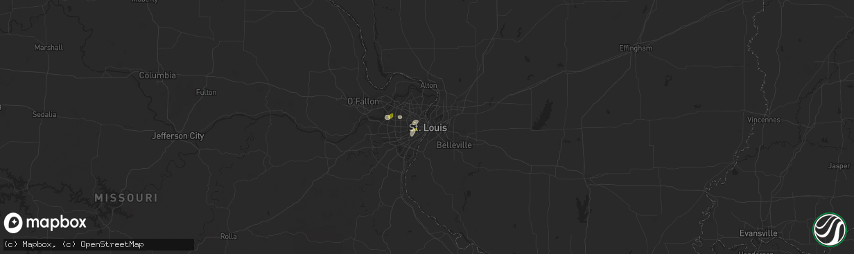 Hail map in Saint Louis, MO on June 4, 2023