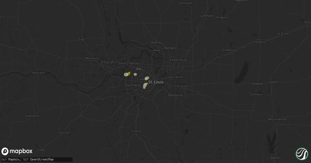 Hail map in Saint Louis, MO on June 4, 2023