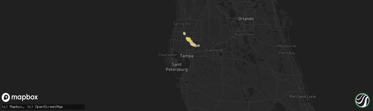 Hail map in Tampa, FL on June 4, 2023