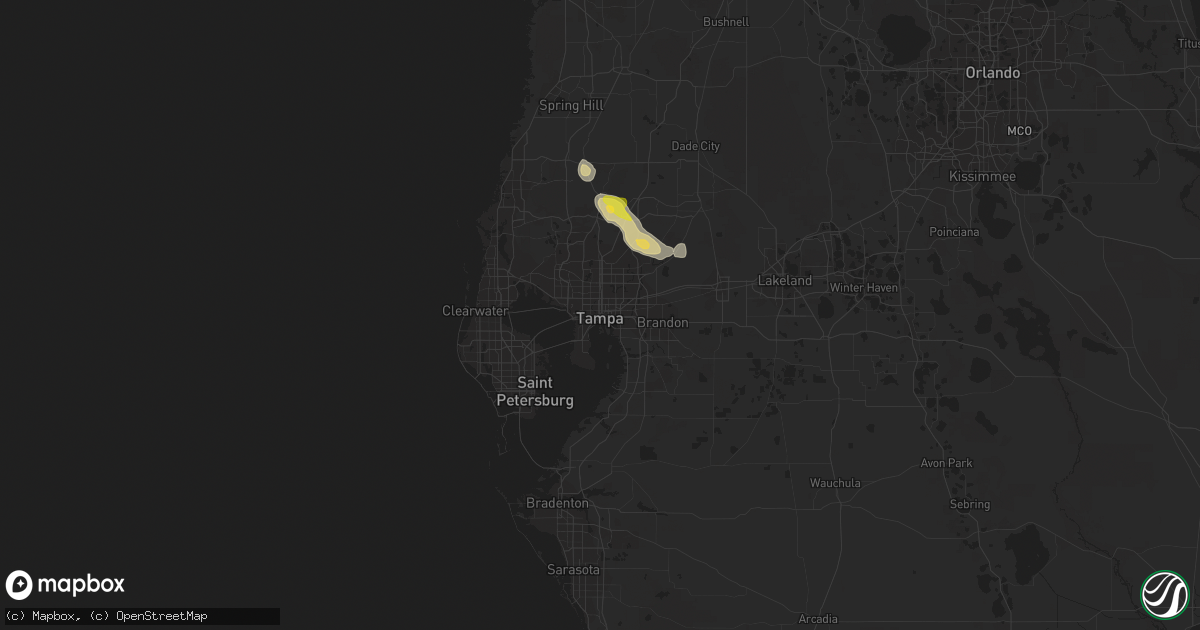 Hail map in Tampa, FL on June 4, 2023