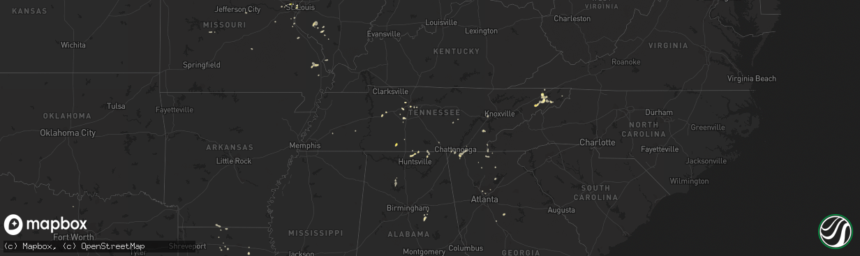 Hail map in Tennessee on June 4, 2023