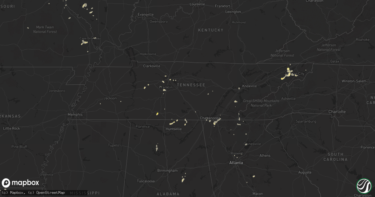 Hail map in Tennessee on June 4, 2023