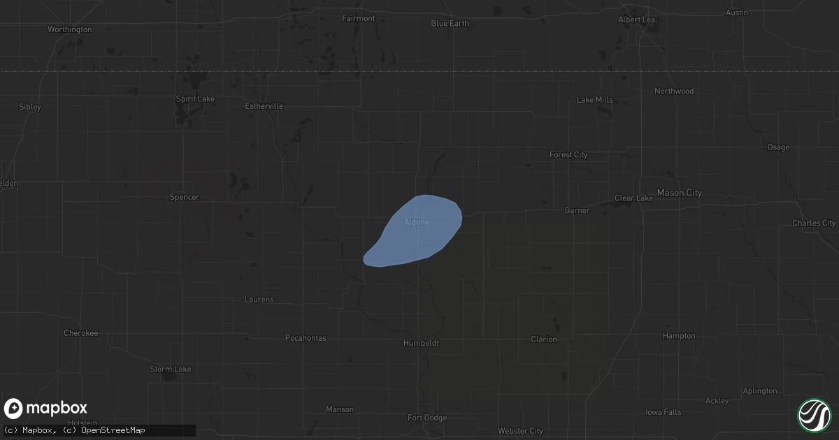 Hail map in Algona, IA on June 4, 2024