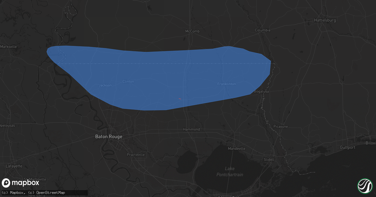 Hail map in Amite, LA on June 4, 2024
