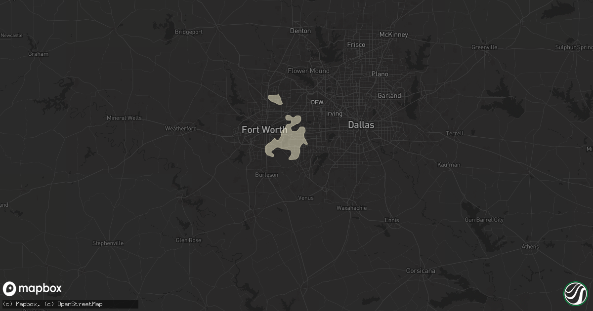 Hail map in Arlington, TX on June 4, 2024