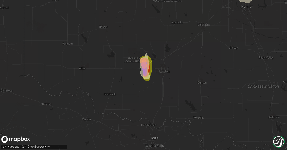 Hail map in Cache, OK on June 4, 2024