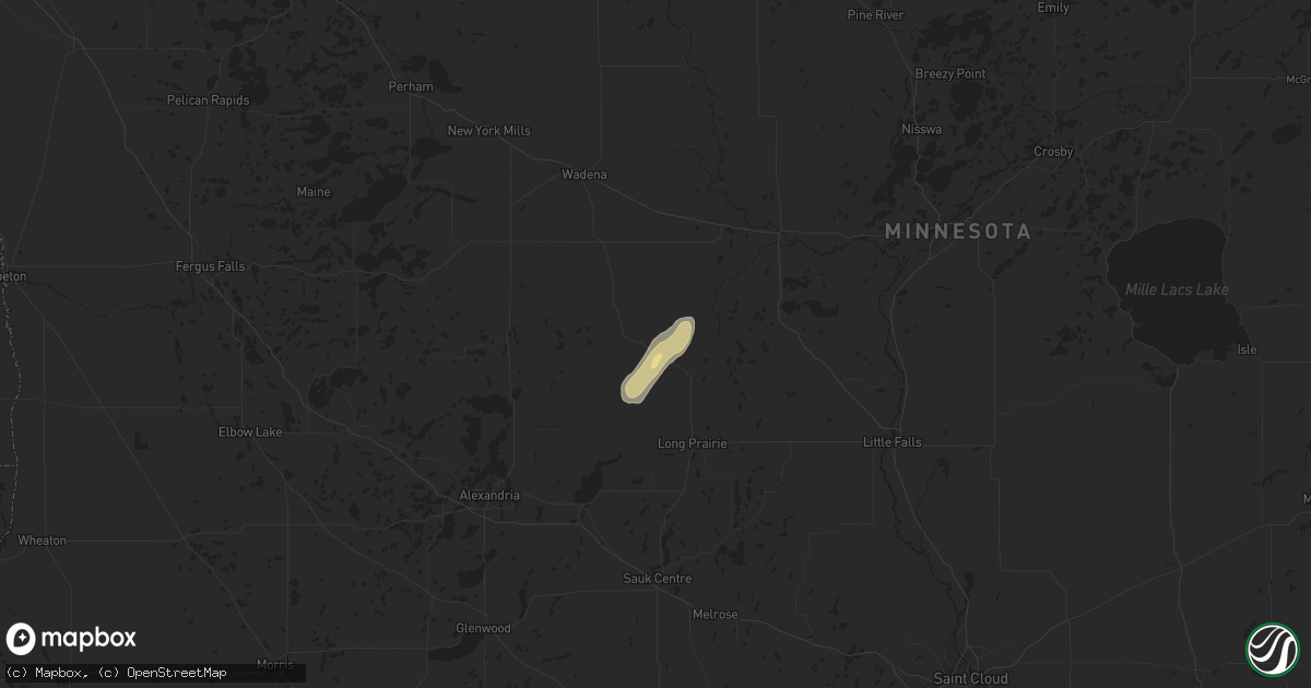 Hail map in Clarissa, MN on June 4, 2024