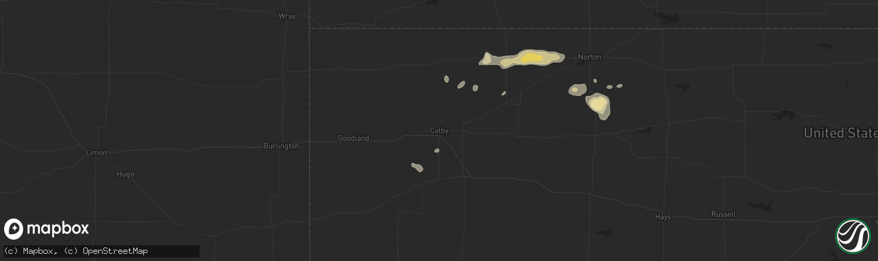 Hail map in Colby, KS on June 4, 2024