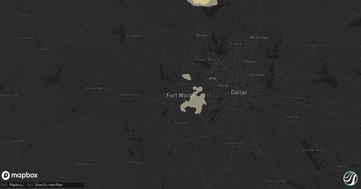 Hail map in Fort Worth, TX on June 4, 2024