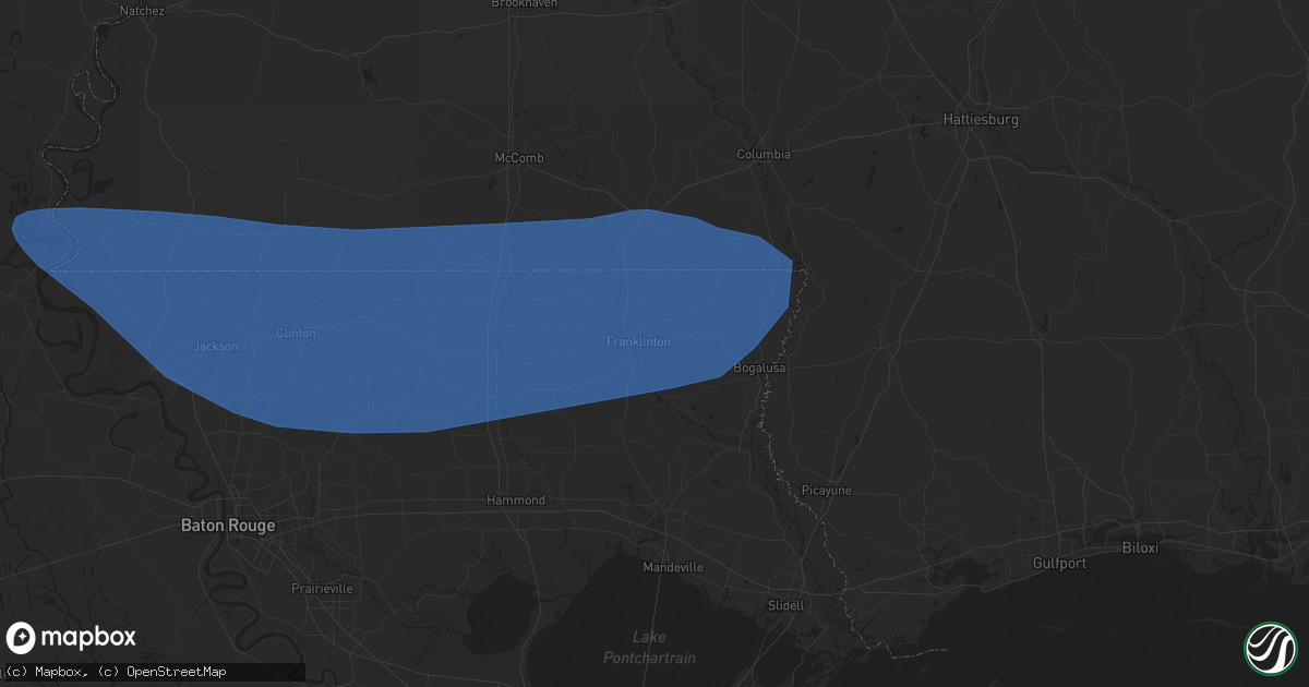Hail map in Franklinton, LA on June 4, 2024