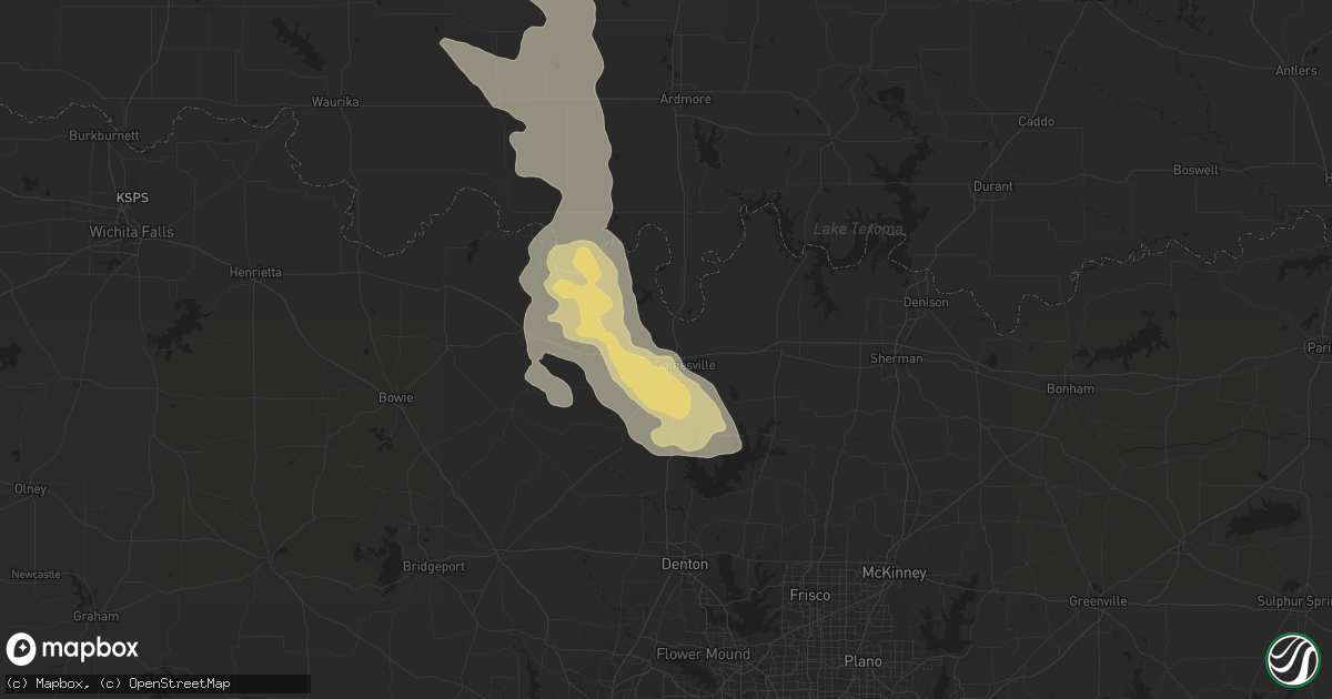 Hail map in Gainesville, TX on June 4, 2024