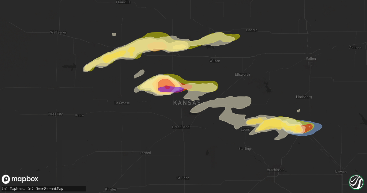 Hail map in Hoisington, KS on June 4, 2024