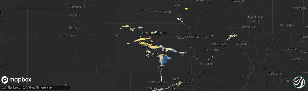 Hail map in Kansas on June 4, 2024