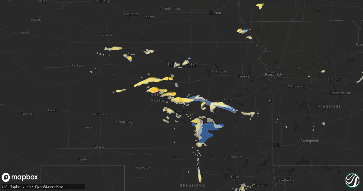 Hail map in Kansas on June 4, 2024