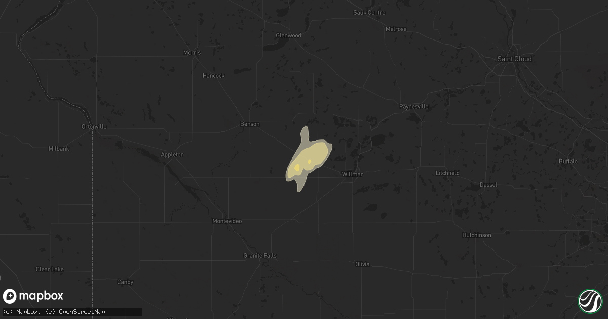 Hail map in Kerkhoven, MN on June 4, 2024
