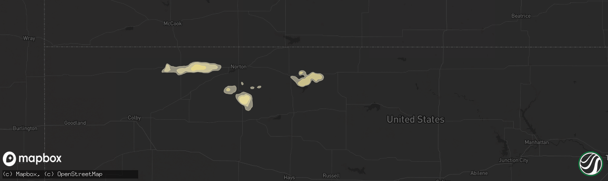 Hail map in Kirwin, KS on June 4, 2024
