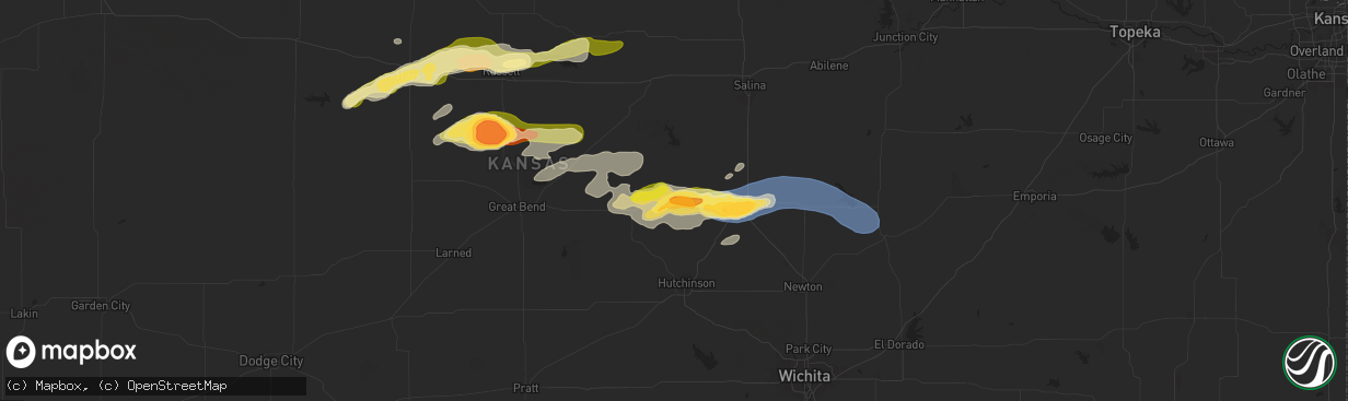 Hail map in Little River, KS on June 4, 2024