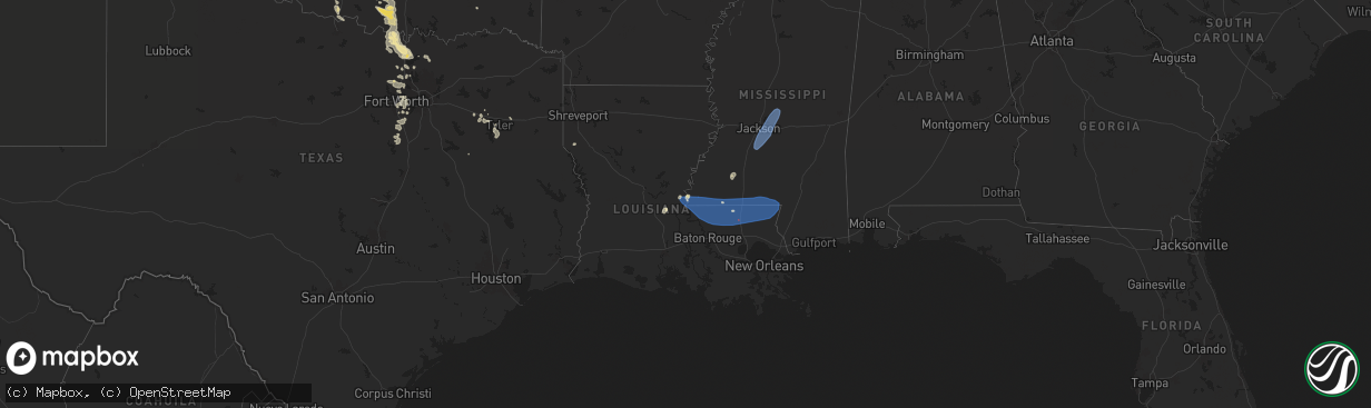Hail map in Louisiana on June 4, 2024
