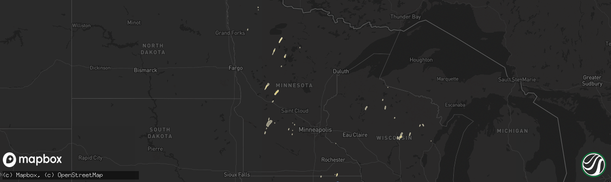 Hail map in Minnesota on June 4, 2024