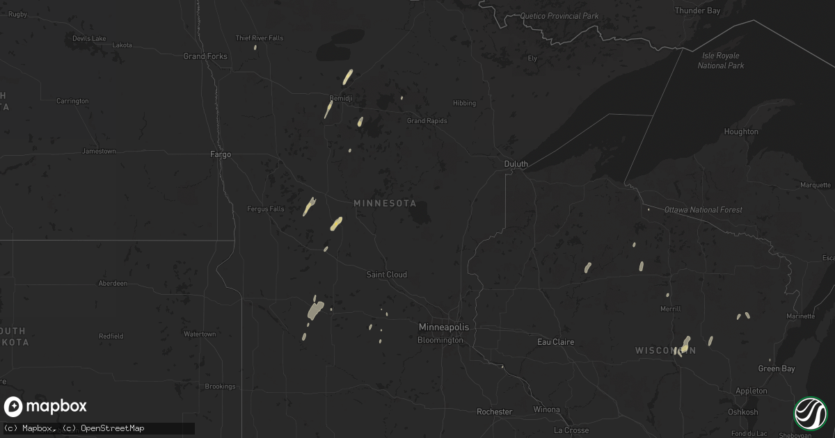 Hail map in Minnesota on June 4, 2024