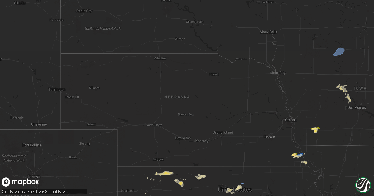 Hail map in Nebraska on June 4, 2024