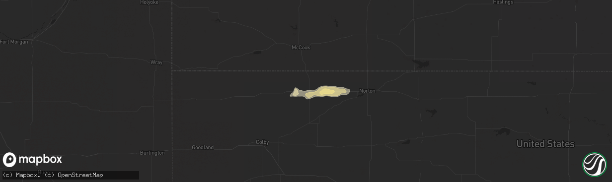 Hail map in Oberlin, KS on June 4, 2024