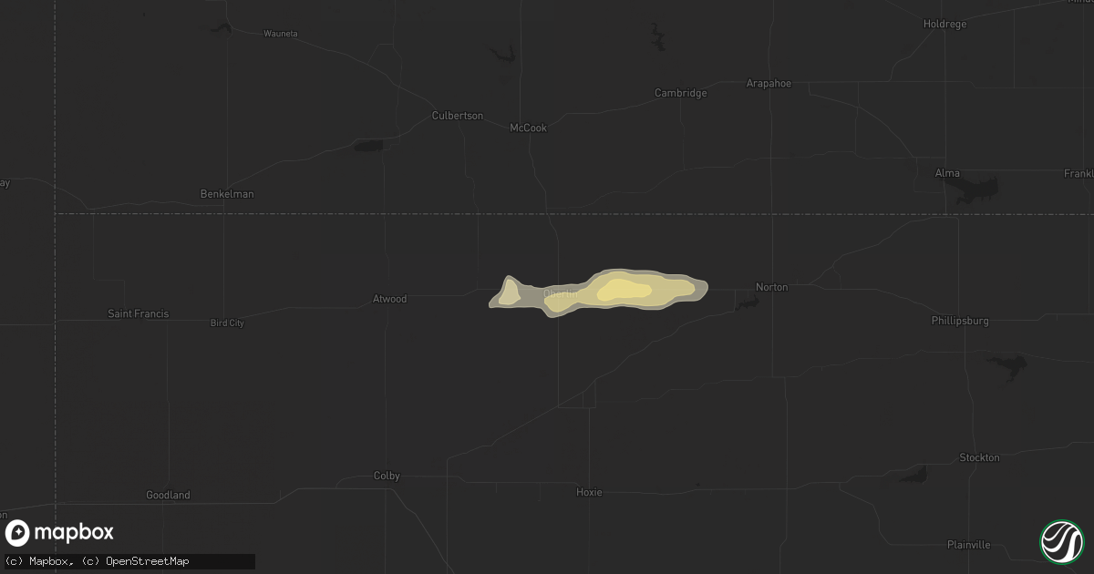 Hail map in Oberlin, KS on June 4, 2024