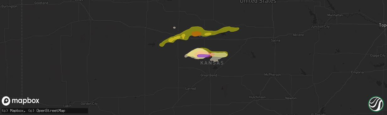 Hail map in Otis, KS on June 4, 2024