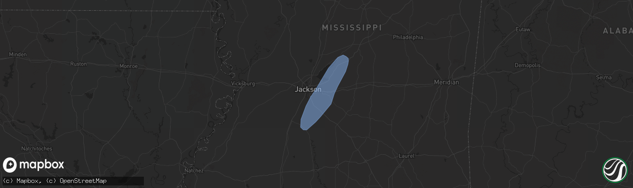 Hail map in Pearl, MS on June 4, 2024