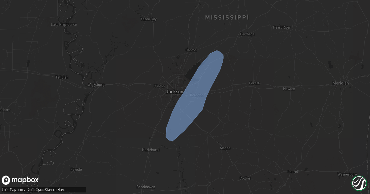 Hail map in Pearl, MS on June 4, 2024