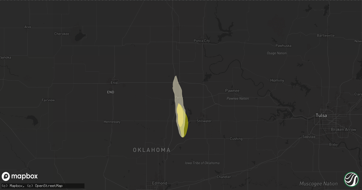 Hail map in Perry, OK on June 4, 2024