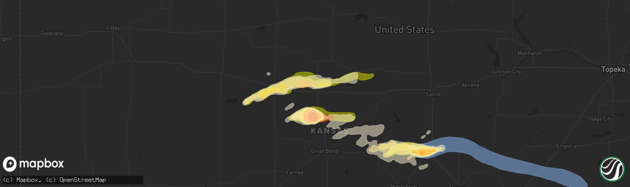 Hail map in Russell, KS on June 4, 2024