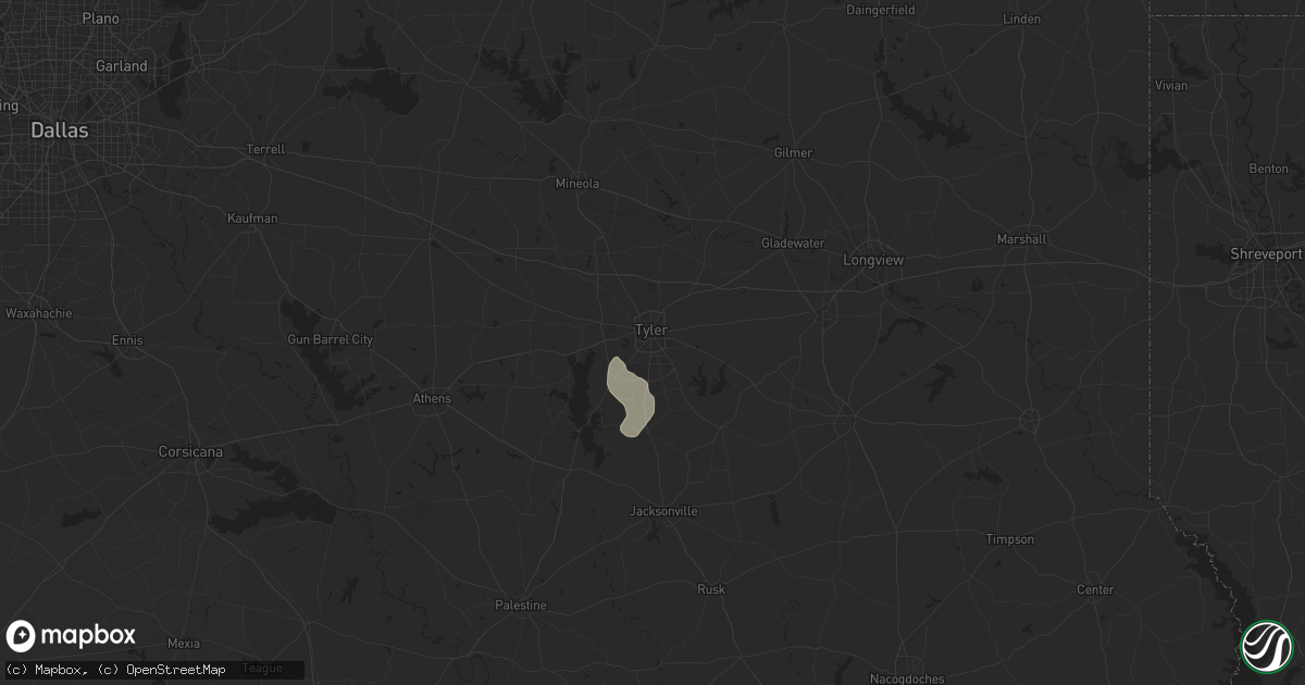 Hail map in Tyler, TX on June 4, 2024
