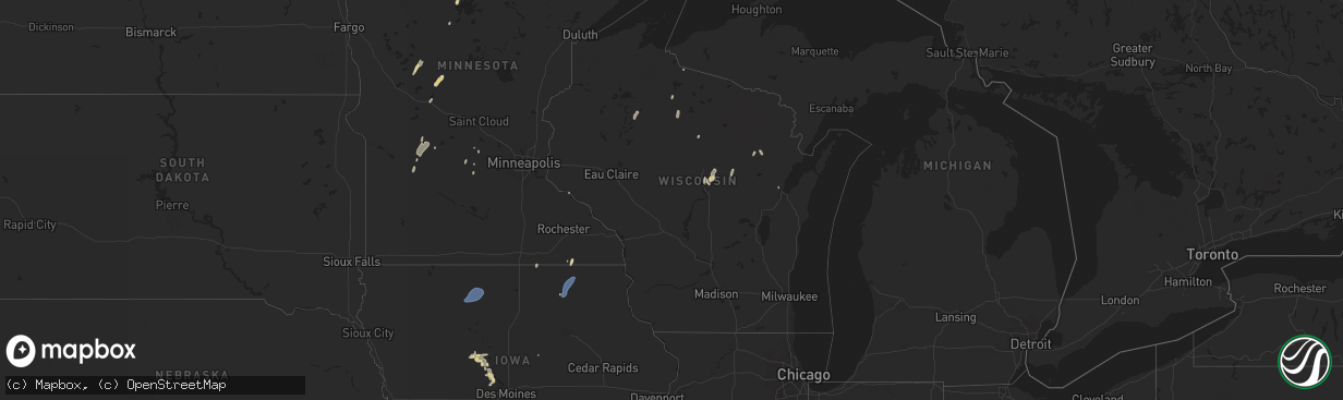 Hail map in Wisconsin on June 4, 2024