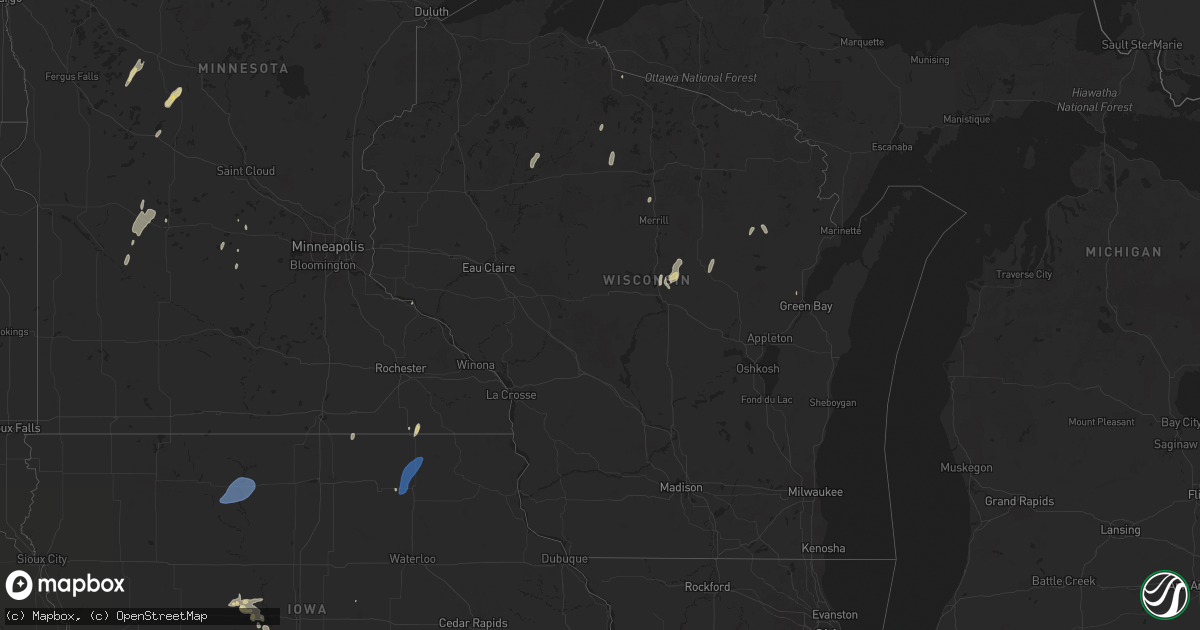 Hail map in Wisconsin on June 4, 2024