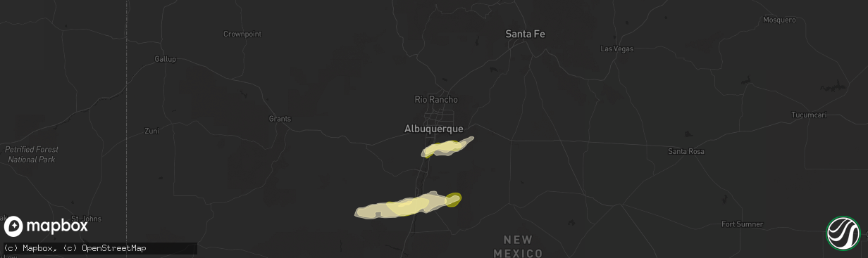 Hail map in Albuquerque, NM on June 4, 2025
